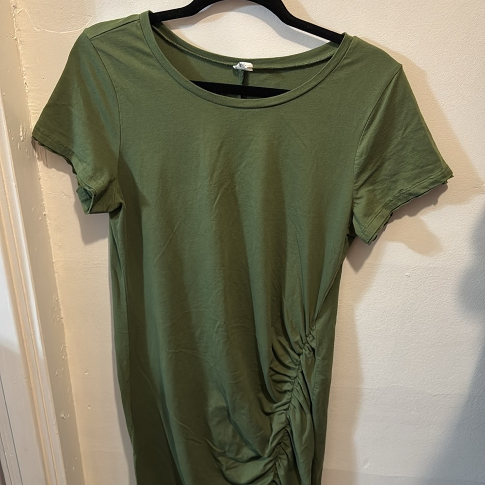 Melrose and Market Women’s Ruched Green Cotton Blend T-Shirt Dress - Picture 4 of 8